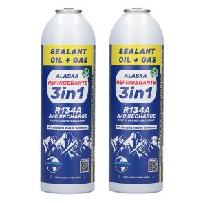 2 x Alaska Refrigerants 3in1 R134a helyettesítő klímagáz, PAG 100 olajjal és tömítővel