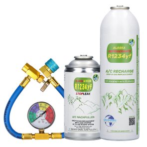 Alaska Refrigerants R1234yf helyettesítő klímagáz járművekhez + szivárgástömitő + cső és mérőóra